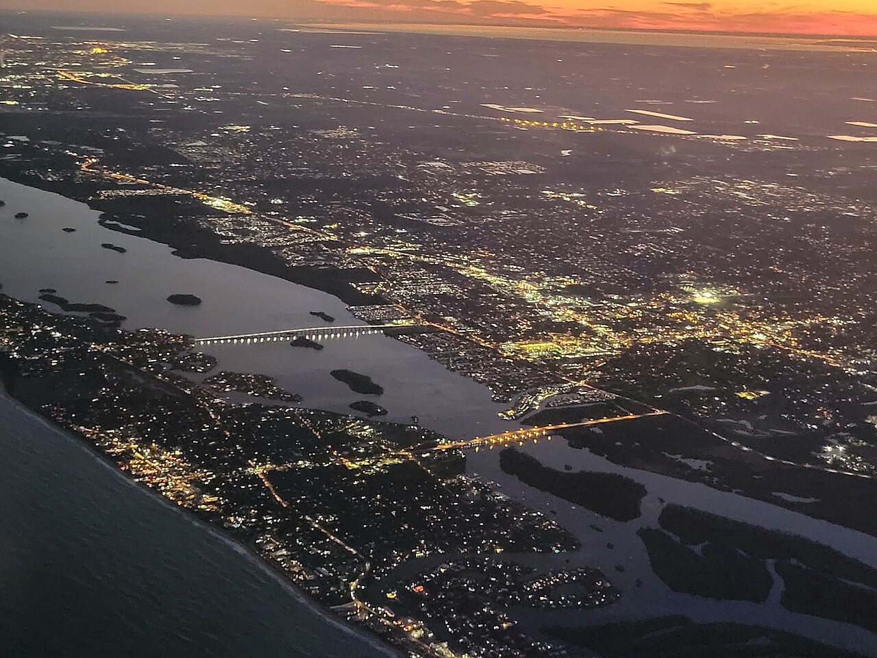 Vero Beach — Vero Beach arial view at night (2023)