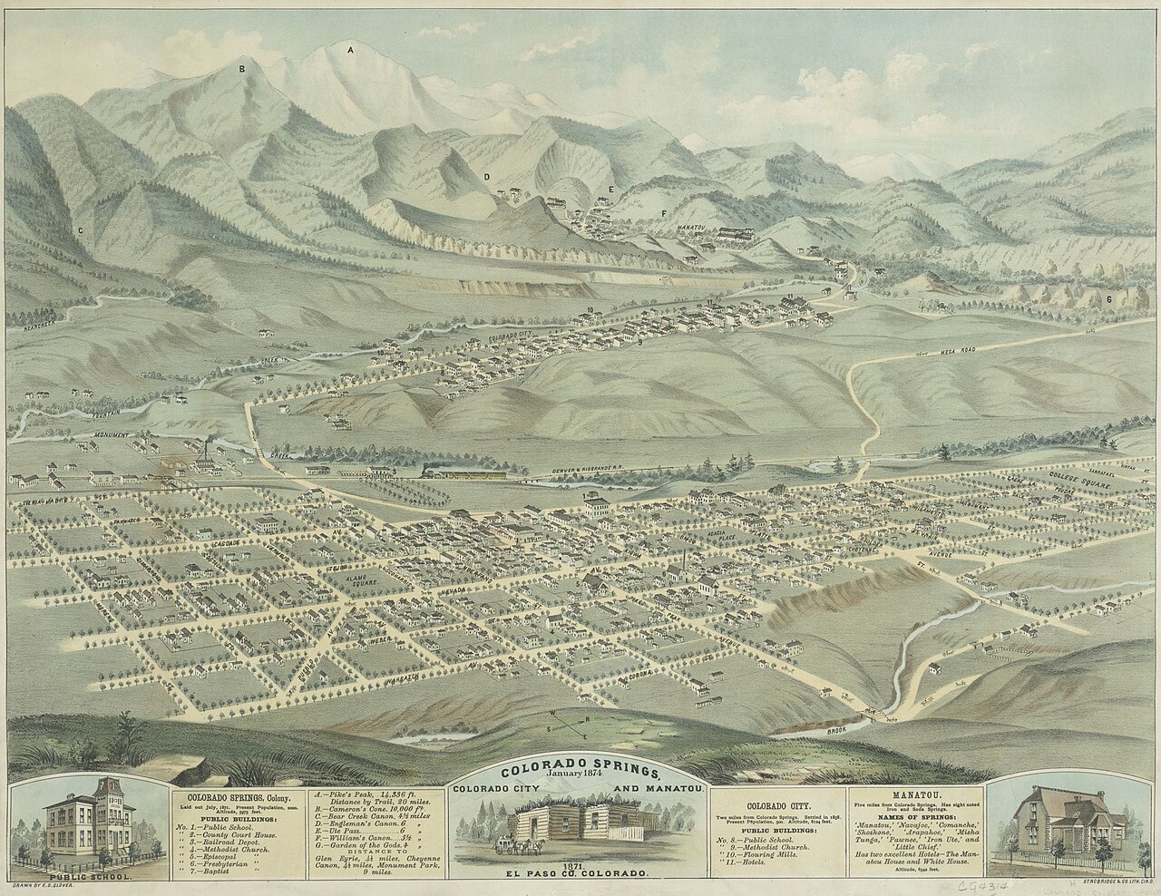 Manitou Springs — Colorado Springs, January 1874; Colorado City and Manitou 1871, El Paso Co., Colorado - DPLA - 38546d9b936aa664f9f8e20873606ac4
