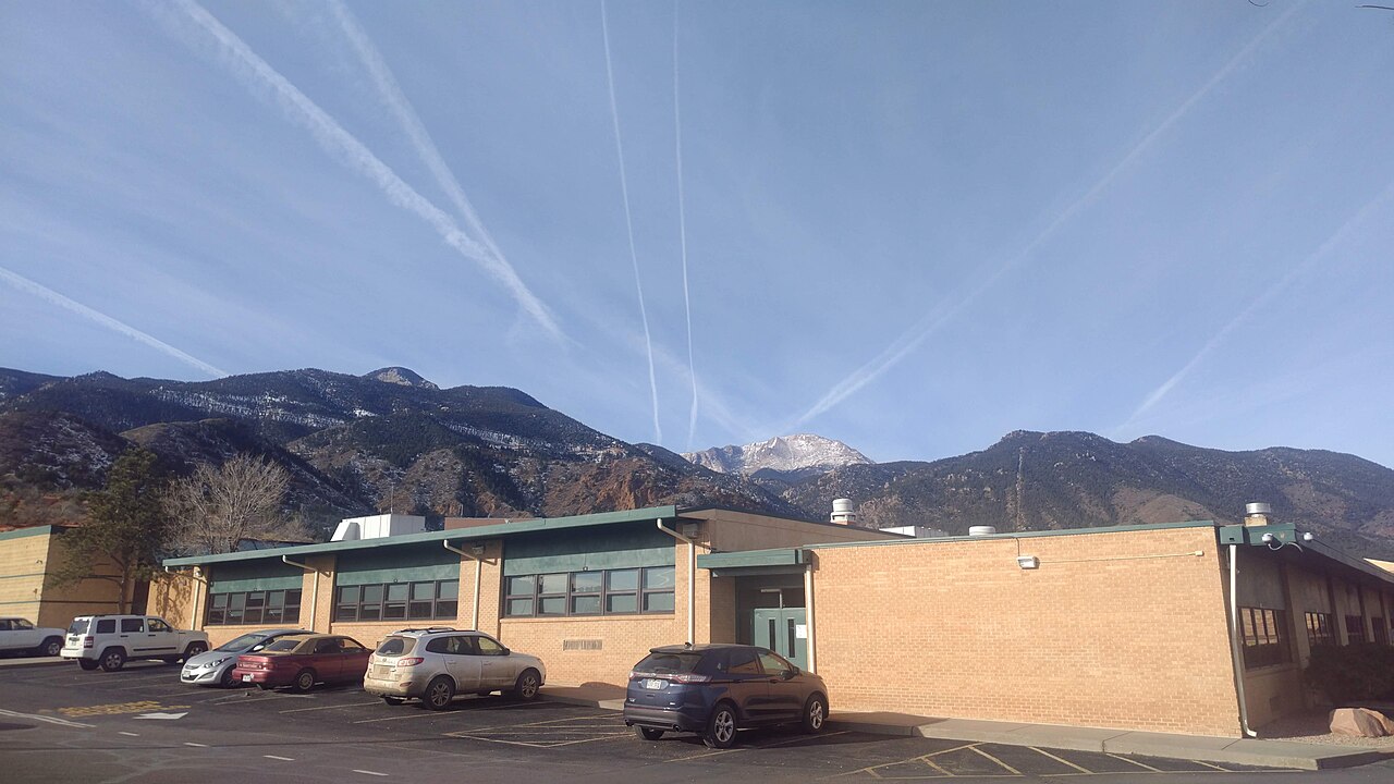 Manitou Springs — Manitou Spring Public High School and Pikes Peak